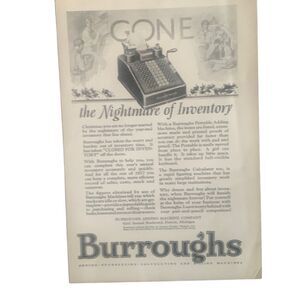 Vintage 1927 Burroughs Nightmare of Inventory Ad Advertisement